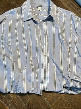 a new day Blue and White Vertical Stripe Button-Down Shirt